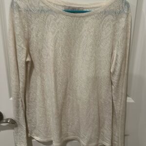 LOFT Cream Faux Lace Look Long Sleeved Top Size Medium